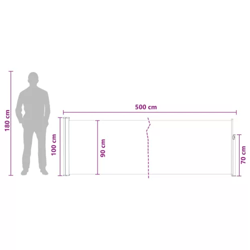  Húzható oldalsó napernyő Tópszínű 500 x 100 cm Poliészter