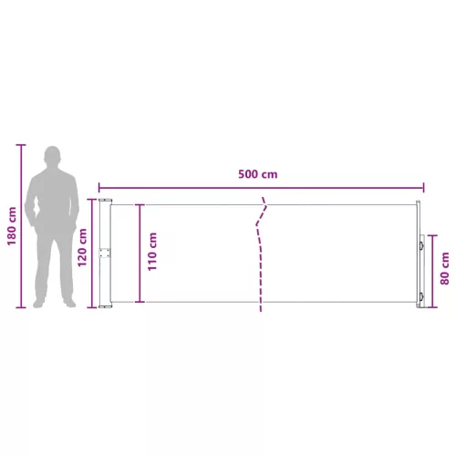  Húzható oldalsó napernyő Bézs 500 x 117 cm Poliészter