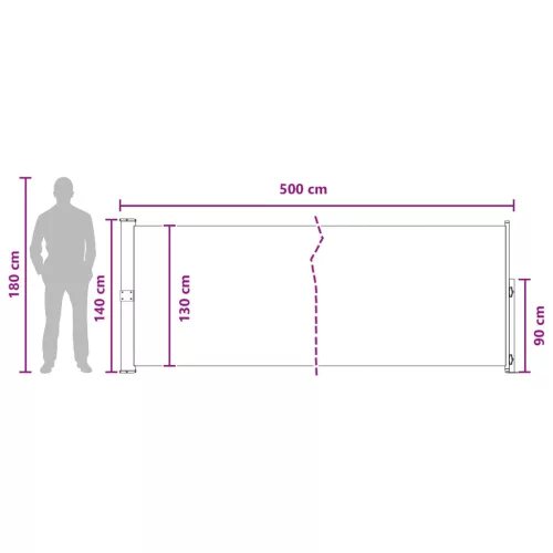  Húzható oldalsó napernyő Bézs 500 x 140 cm Poliészter