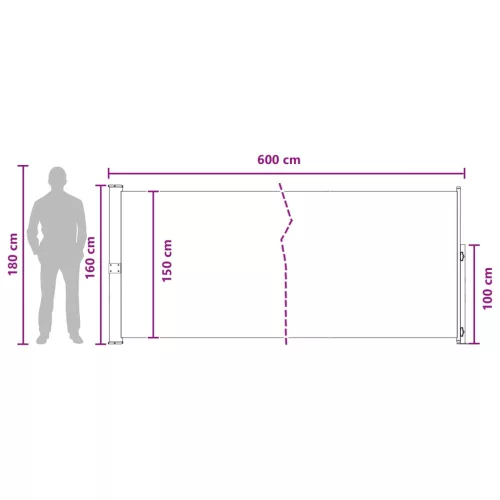  Húzható oldalsó napernyő Tópszínű 600 x 160 cm Poliészter