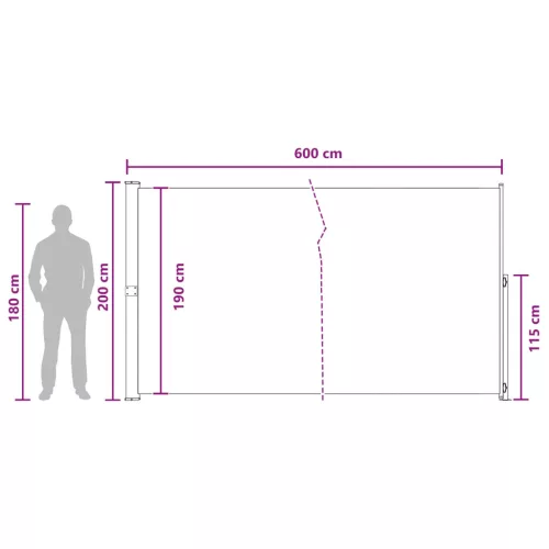  Húzható oldalsó napernyő Tópszínű 600 x 200 cm Poliészter