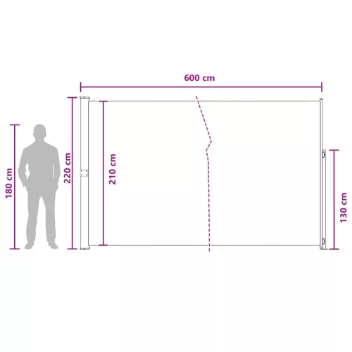  Húzható oldalsó napernyő Tópszínű 600 x 220 cm Poliészter