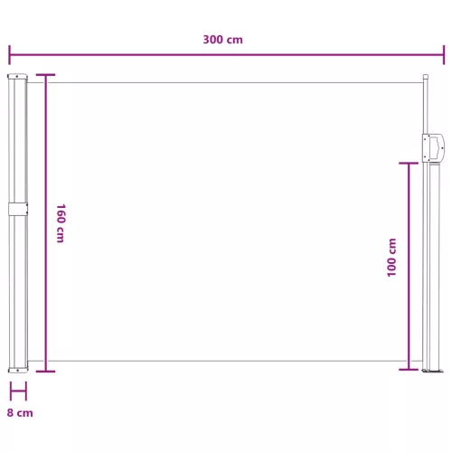  Húzható oldalsó napernyő Homokszín 300 x 160 cm Poliészter