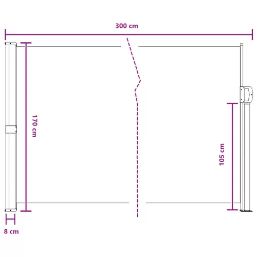  Húzható oldalsó napernyő Szürke 300 x 170 cm Poliészter
