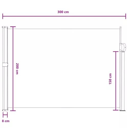  Húzható oldalsó napernyő Homokszín 300 x 200 cm Poliészter