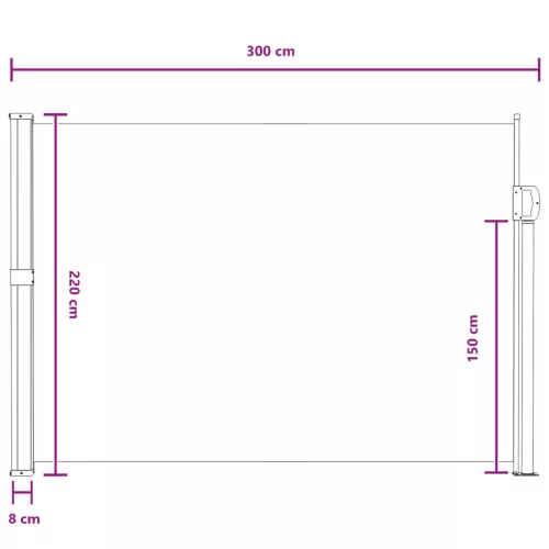  Húzható oldalsó napernyő Szürke 300 x 220 cm Poliészter