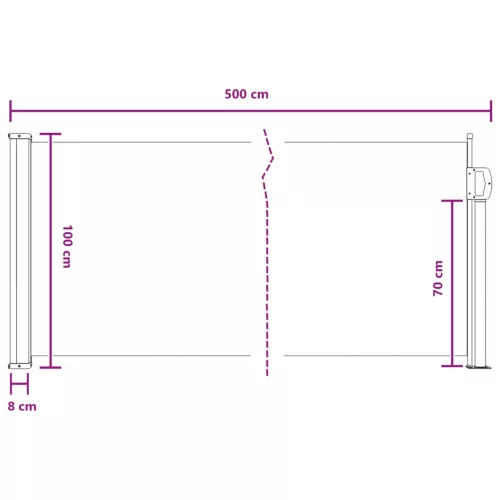  Húzható oldalsó napernyő Homokszín 500 x 100 cm Poliészter