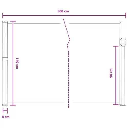  Húzható oldalsó napernyő Homokszín 500 x 140 cm Poliészter