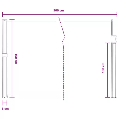  Húzható oldalsó napernyő Szürke 500 x 160 cm Poliészter