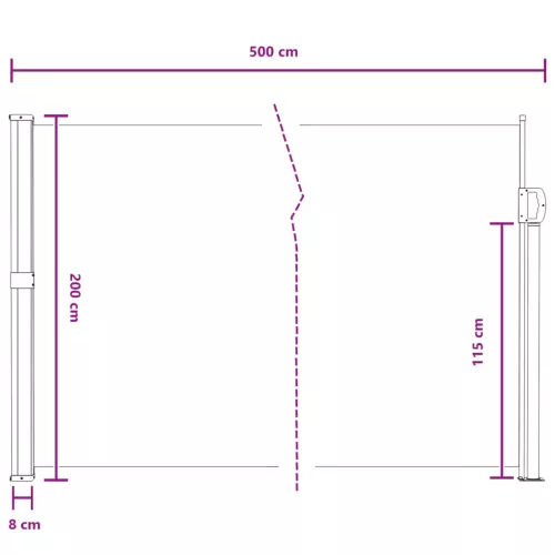 Húzható oldalsó napernyő Szürke 500 x 200 cm Poliészter