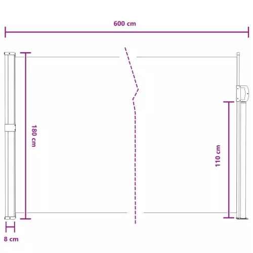  Húzható oldalsó napernyő Homokszín 600 x 180 cm Poliészter