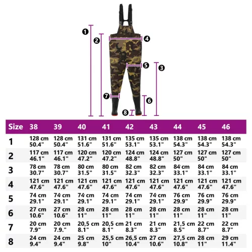  Mellkas waders csizmával PVC Bevonatú Poliészter Méret 38