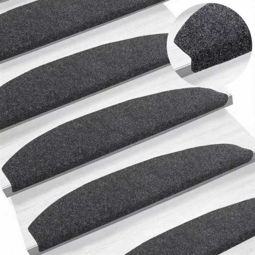  Öntapadós lépcsőszőnyegek 15 pcs Sötétszürke 80 x 24,5 x 3,5 cm