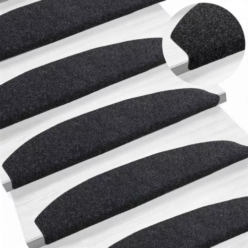  Öntapadós lépcsőszőnyegek 15 pcs Fekete 80 x 24,5 x 3,5 cm