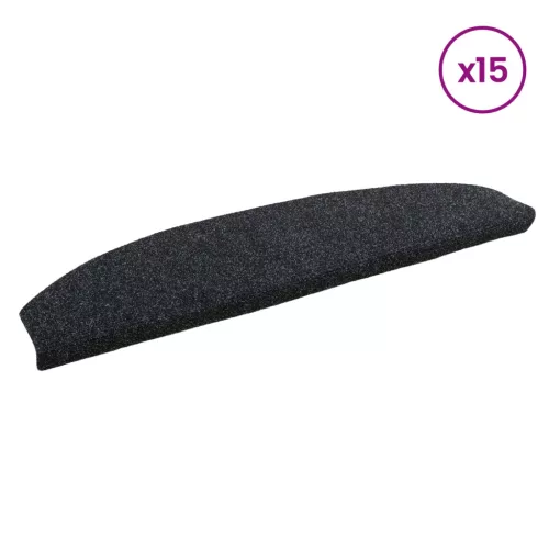  Öntapadós lépcsőszőnyegek 15 pcs Fekete 80 x 24,5 x 3,5 cm