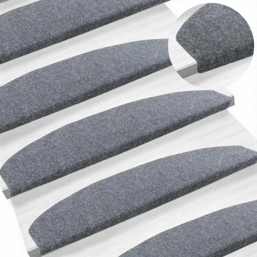  Öntapadós lépcsőszőnyegek Félkör 15 pcs Világosszürke