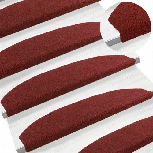  Öntapadós lépcsőszőnyegek Félkör 15 pcs Bordeaux piros