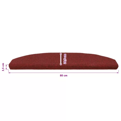  Öntapadós lépcsőszőnyegek Félkör 15 pcs Bordeaux piros
