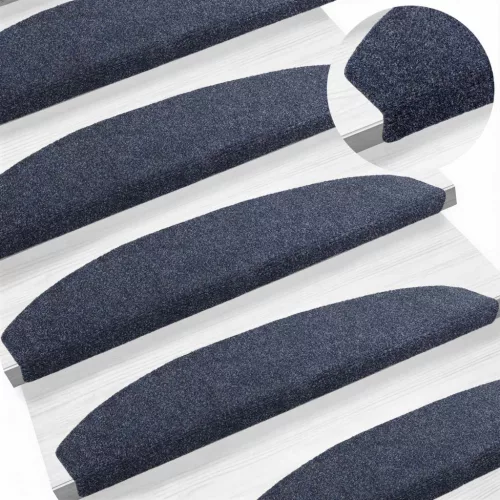  Öntapadós lépcsőszőnyegek Félkör 15 pcs Kék 80 x 24,5 x 3,5 cm