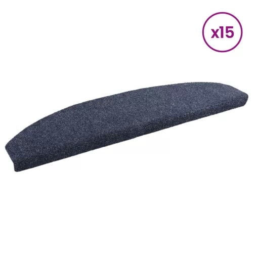  Öntapadós lépcsőszőnyegek Félkör 15 pcs Kék 80 x 24,5 x 3,5 cm