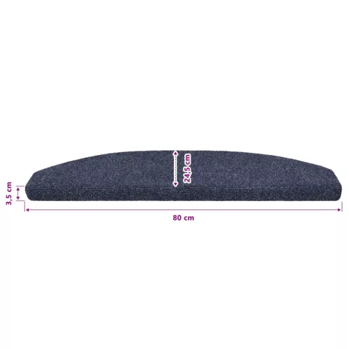  Öntapadós lépcsőszőnyegek Félkör 15 pcs Kék 80 x 24,5 x 3,5 cm