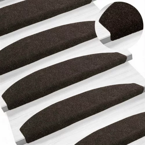  Öntapadós lépcsőszőnyegek 15 pcs Sötét Barna 80 x 24,5 x 3,5 cm