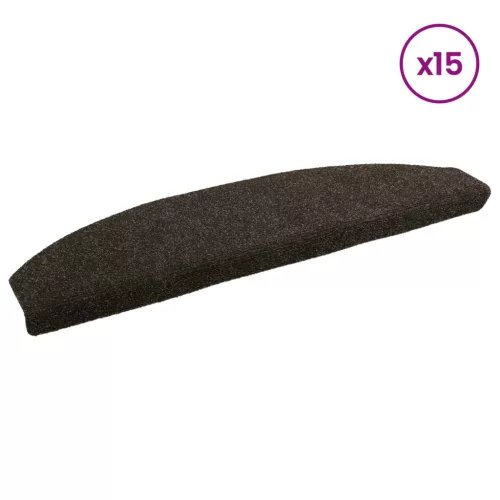  Öntapadós lépcsőszőnyegek 15 pcs Sötét Barna 80 x 24,5 x 3,5 cm