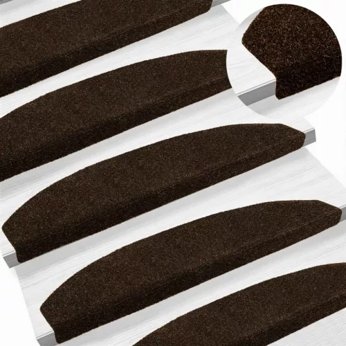  Öntapadós lépcsőszőnyegek 15 pcs Barna 80 x 24,5 x 3,5 cm