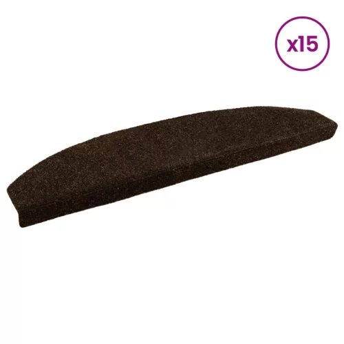  Öntapadós lépcsőszőnyegek 15 pcs Barna 80 x 24,5 x 3,5 cm