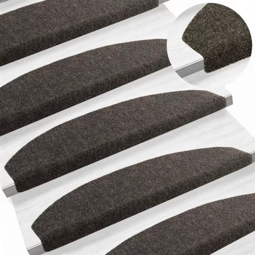  Öntapadós lépcsőszőnyegek Félkör 15 pcs Antracitszürke