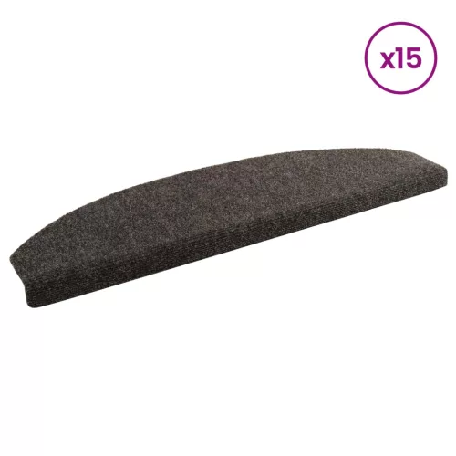  Öntapadós lépcsőszőnyegek Félkör 15 pcs Antracitszürke