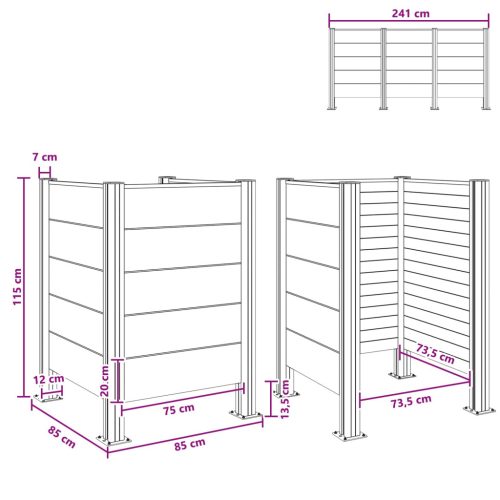  Hulladék Gyűjtő Kerítés Szürke 85 x 85 x 115 cm