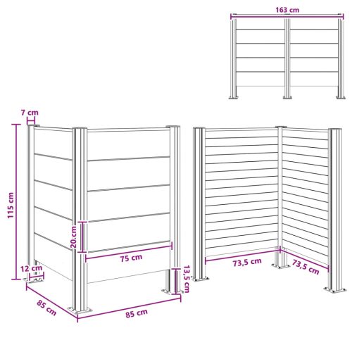  Hulladék Gyűjtő Kerítés Barna 85 x 85 x 115 cm Alumínium és WPC
