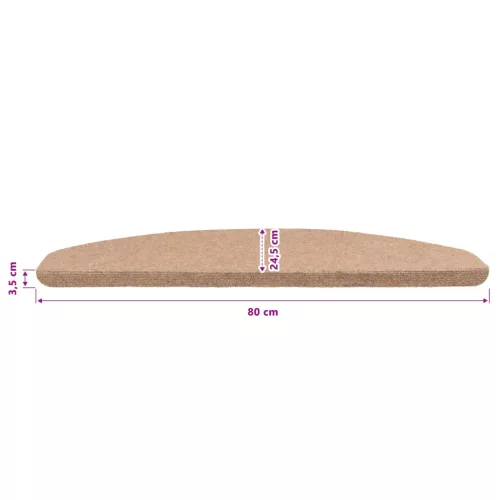  Öntapadós lépcsőszőnyegek Félkör 15 pcs Bézs 80 x 28 x 3,5 cm