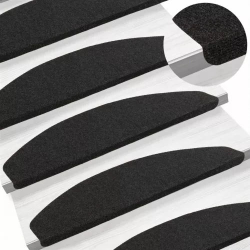  Öntapadós lépcsőszőnyegek Félkör 15 pcs Antracitszürke