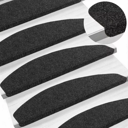  Öntapadós lépcsőszőnyegek Félkör 15 pcs Fekete 80 x 28 x 3,5 cm