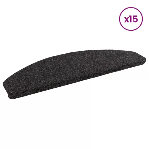  Öntapadós lépcsőszőnyegek Félkör 15 pcs Fekete 80 x 28 x 3,5 cm