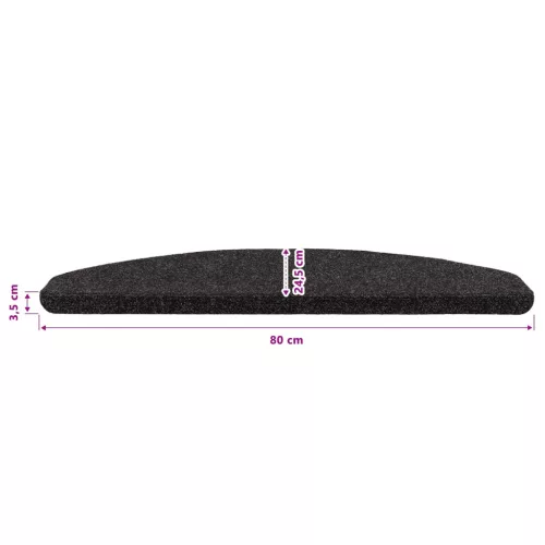  Öntapadós lépcsőszőnyegek Félkör 15 pcs Fekete 80 x 28 x 3,5 cm