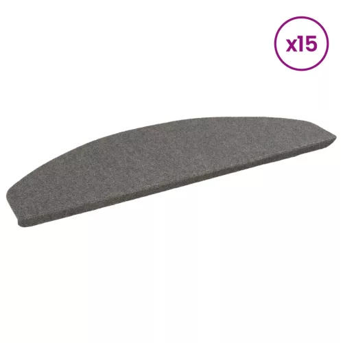  Öntapadós lépcsőszőnyegek Félkör 15 pcs Szürke 80 x 28 x 3,5 cm