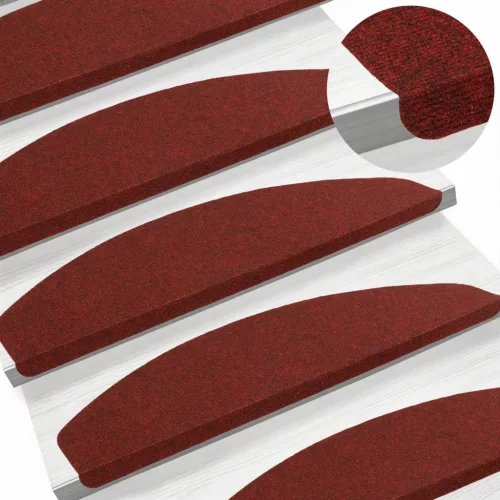  Öntapadós lépcsőszőnyegek Félkör 15 pcs Piros 80 x 28 x 3,5 cm