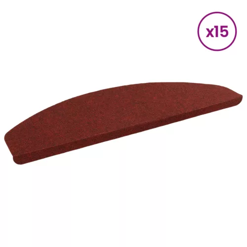  Öntapadós lépcsőszőnyegek Félkör 15 pcs Piros 80 x 28 x 3,5 cm