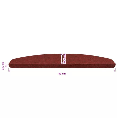  Öntapadós lépcsőszőnyegek Félkör 15 pcs Piros 80 x 28 x 3,5 cm