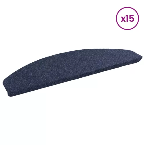  Öntapadós lépcsőszőnyegek Félkör 15 pcs Kék 80 x 28 x 3,5 cm