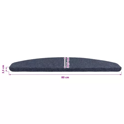  Öntapadós lépcsőszőnyegek Félkör 15 pcs Kék 80 x 28 x 3,5 cm