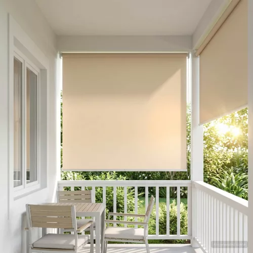  Roletta UV védelemmel Bézs 140 x 140 cm Poliészter