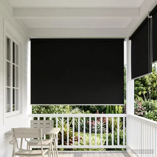  Roletta UV védelemmel Fekete 140 x 140 cm Poliészter