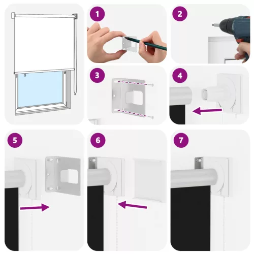  Roletta UV védelemmel Fekete 100 x 230 cm Poliészter