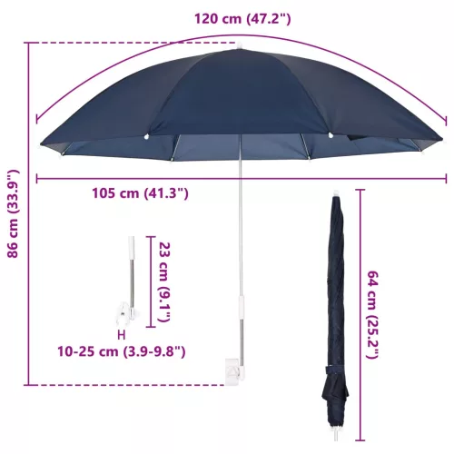  Csipeszes napernyő 2 pcs Sötétkék Ø 105 x 86 cm 170T poliészter