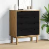  Fiókos szekrény OTTA Fekete 76,5 x 39,5 x 90 cm Tömör Fenyőfa