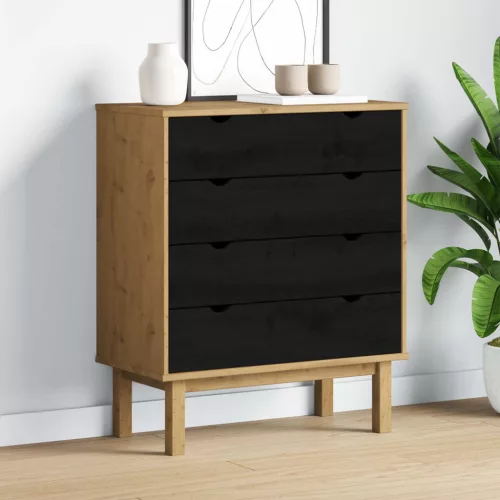  Fiókos szekrény OTTA Fekete 76,5 x 39,5 x 90 cm Tömör Fenyőfa